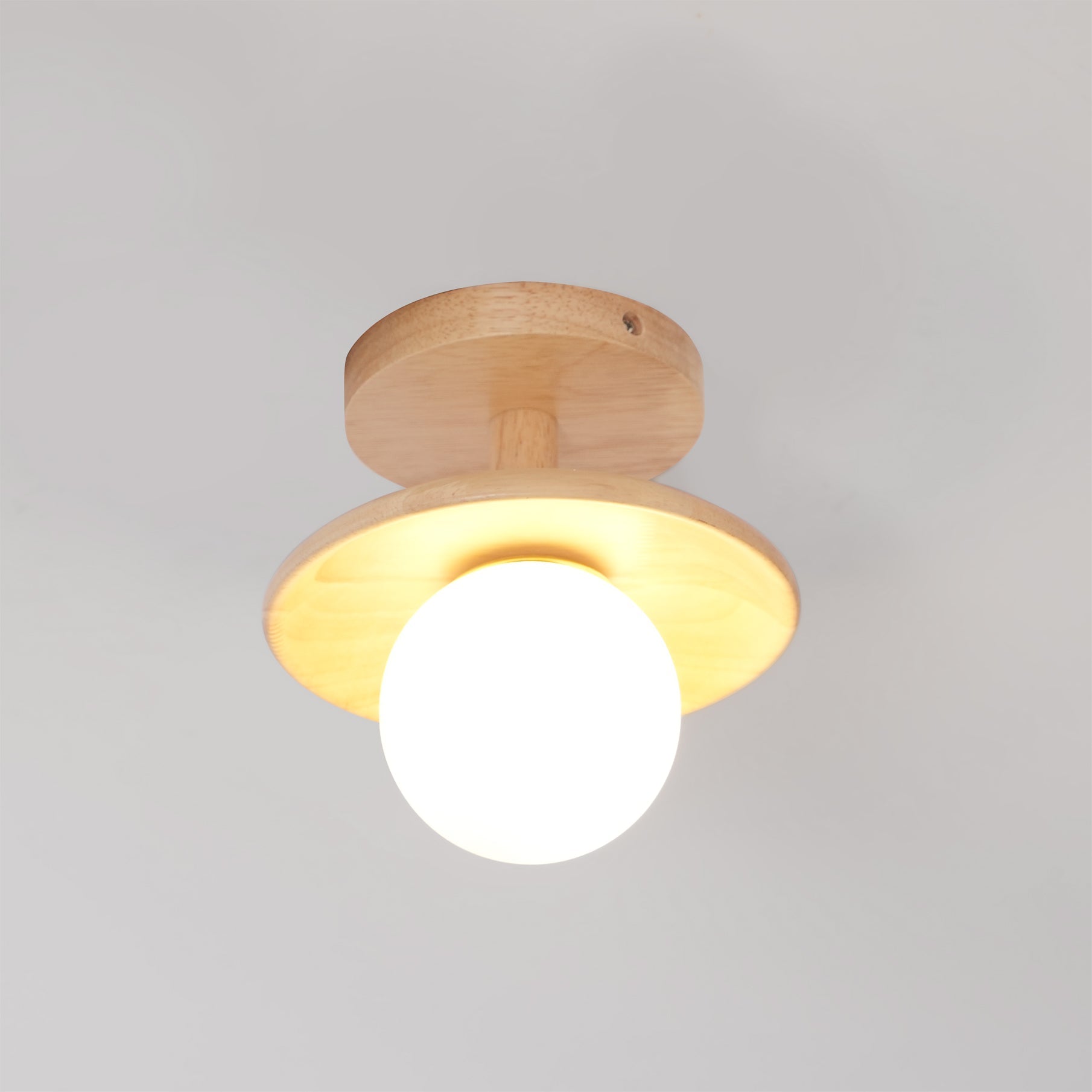 Wooden Ceiling Lamp With Natural Finish For Low Ceilings NALANI