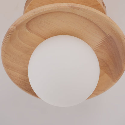 Wooden Ceiling Lamp With Natural Finish For Low Ceilings NALANI