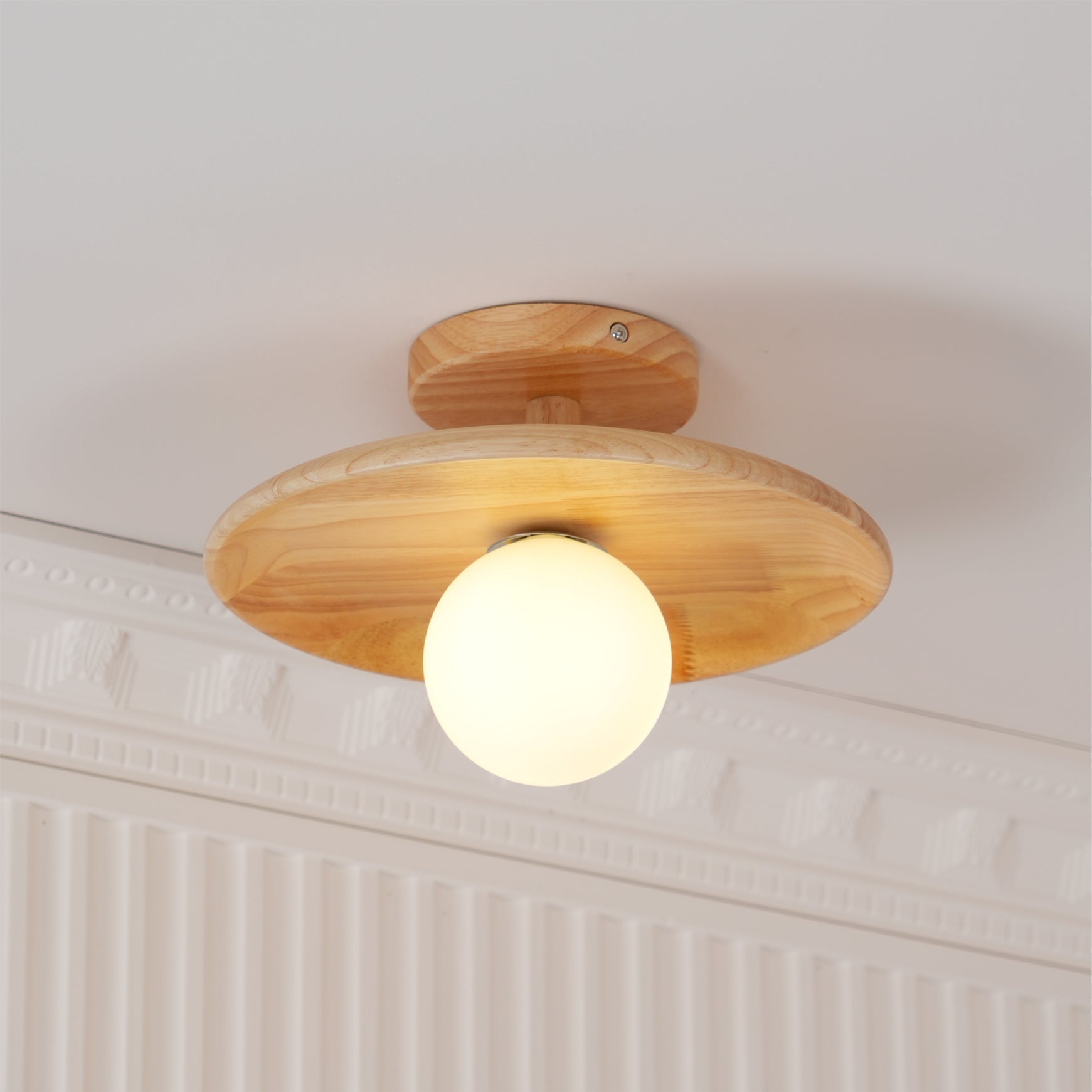 Wooden Ceiling Lamp With Natural Finish For Low Ceilings NALANI