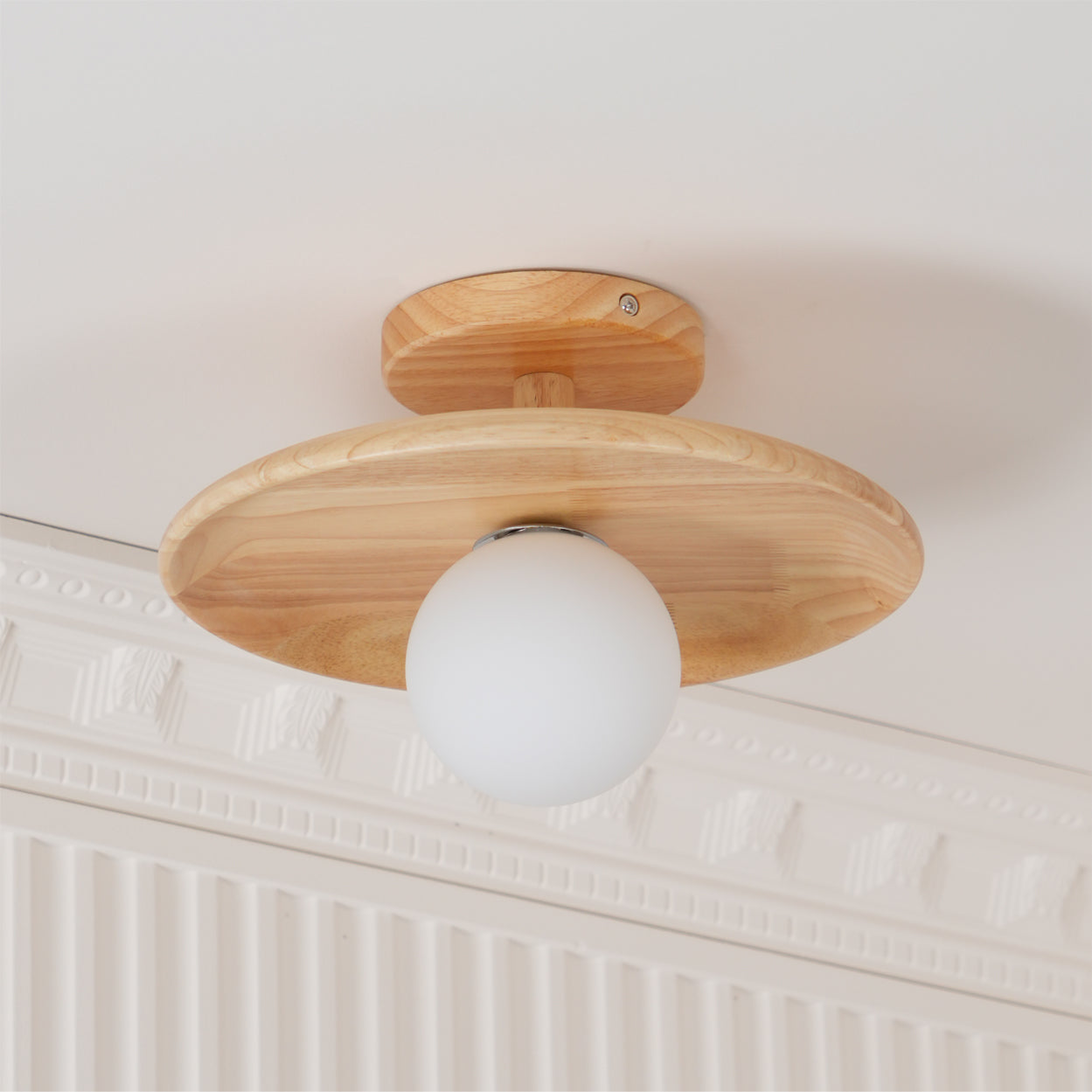 Wooden Ceiling Lamp With Natural Finish For Low Ceilings NALANI