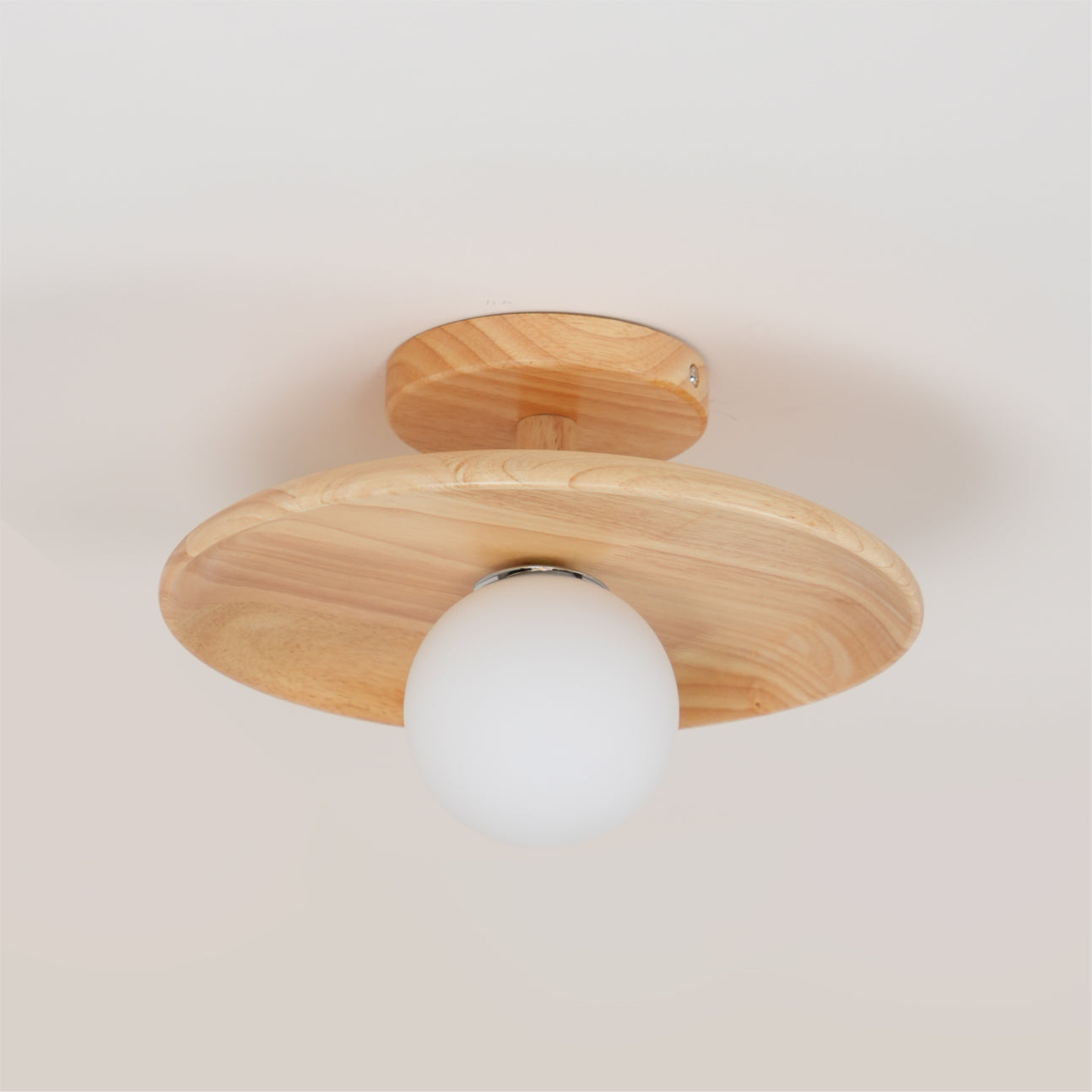 Wooden Ceiling Lamp With Natural Finish For Low Ceilings NALANI