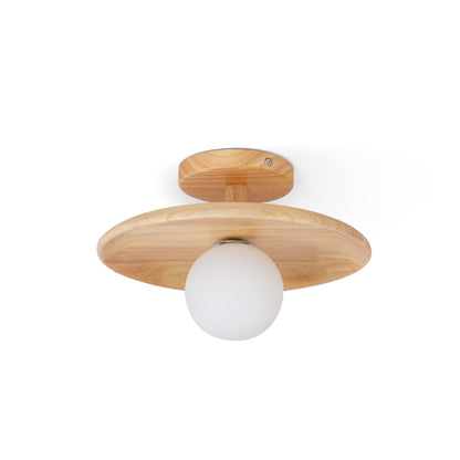 Wooden Ceiling Lamp With Natural Finish For Low Ceilings NALANI