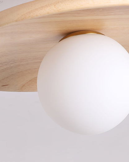 Wooden Ceiling Lamp With Natural Finish For Low Ceilings NALANI