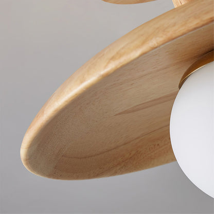 Wooden Ceiling Lamp With Natural Finish For Low Ceilings NALANI