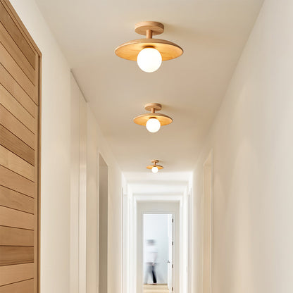 Wooden Ceiling Lamp With Natural Finish For Low Ceilings NALANI