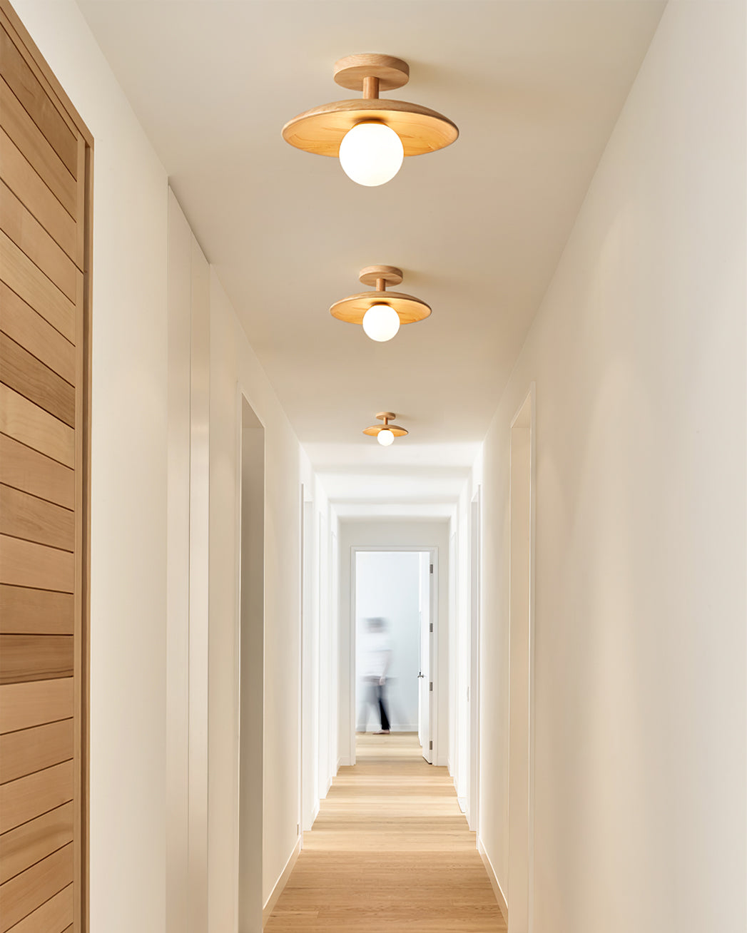 Wooden Ceiling Lamp With Natural Finish For Low Ceilings NALANI