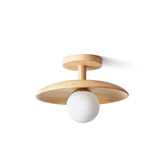 Wooden Ceiling Lamp With Natural Finish For Low Ceilings NALANI