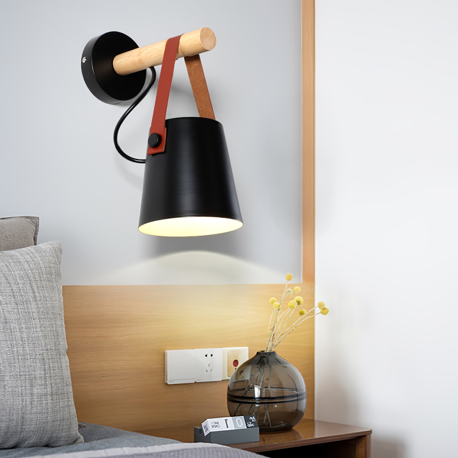 Wooden Conical Wall Light LED Energy Efficient Bedroom Lamp NALANI