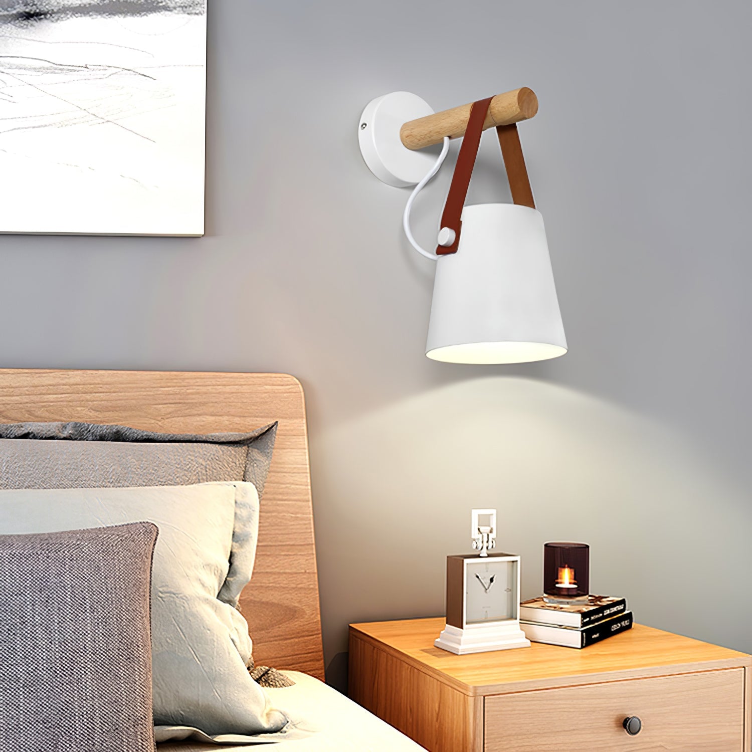 Wooden Conical Wall Light LED Energy Efficient Bedroom Lamp NALANI