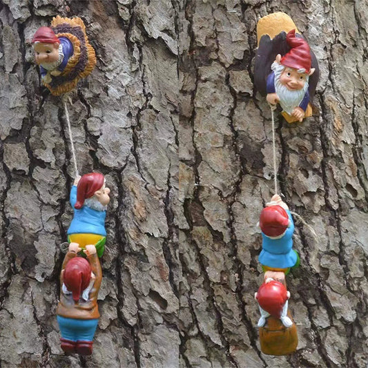 Wooden Garden Gnome Sculpture Playful Outdoor Ornament Decoration SEREIN