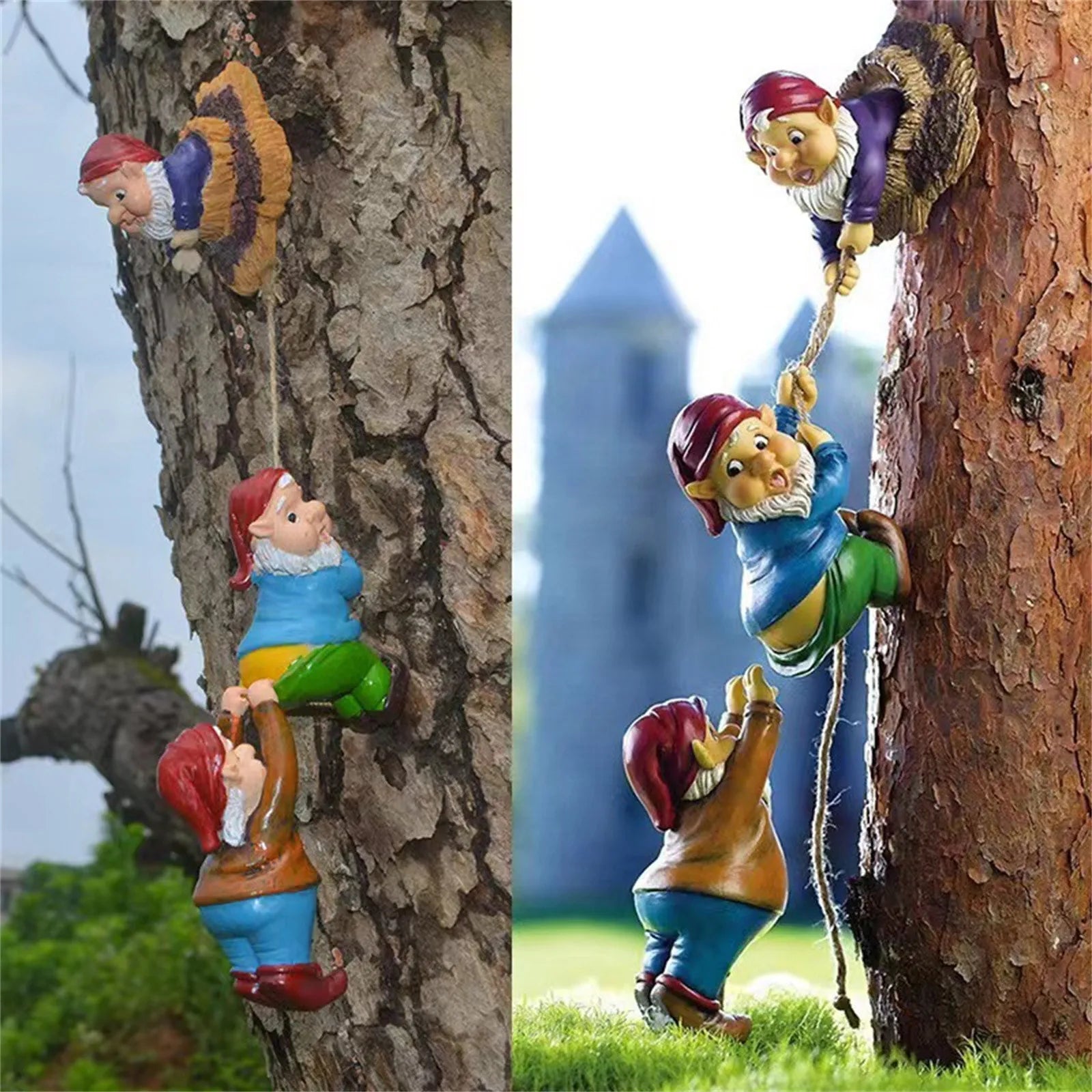 Wooden Garden Gnome Sculpture Playful Outdoor Ornament Decoration SEREIN