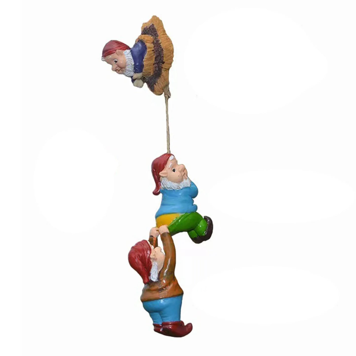 Wooden Garden Gnome Sculpture Playful Outdoor Ornament Decoration SEREIN
