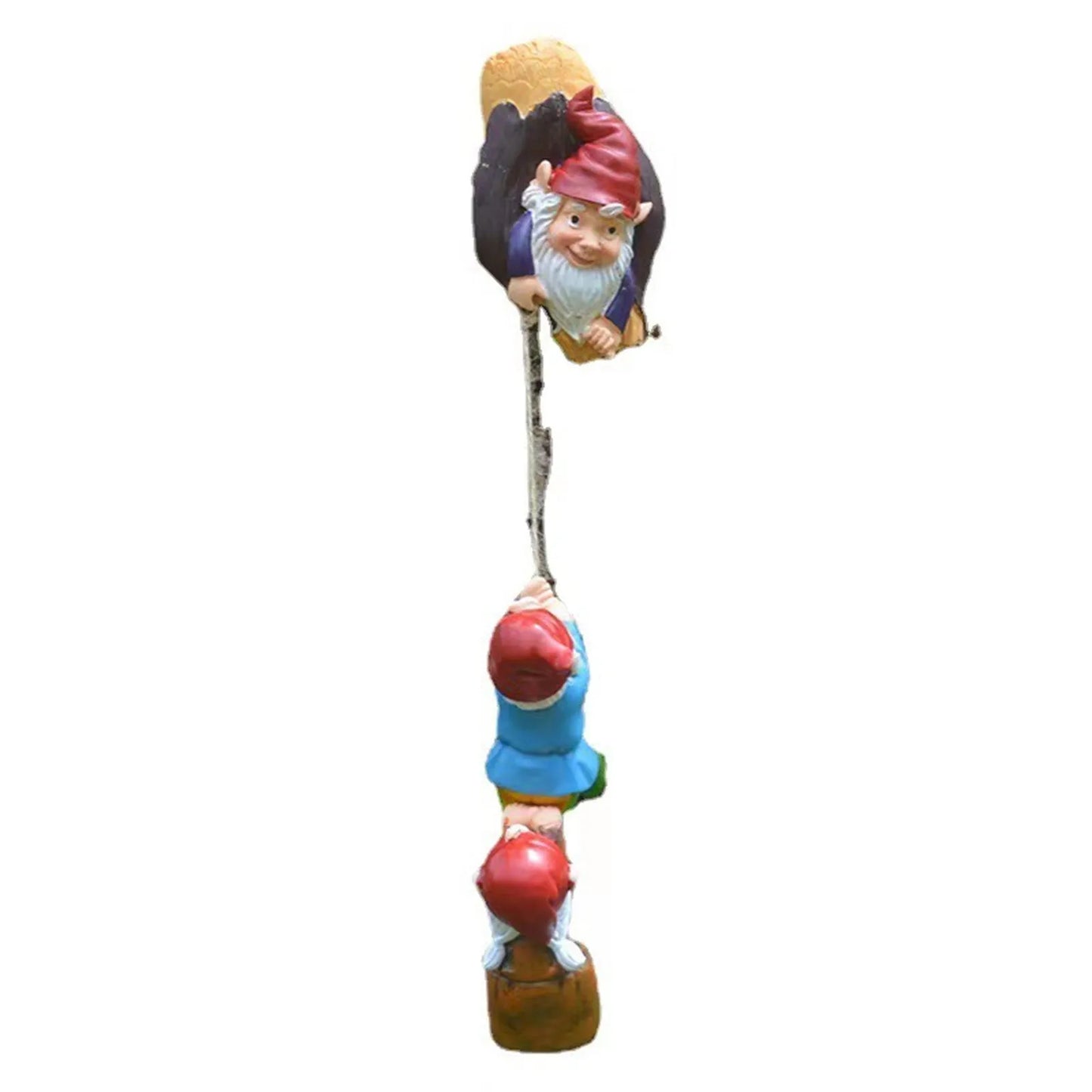 Wooden Garden Gnome Sculpture Playful Outdoor Ornament Decoration SEREIN