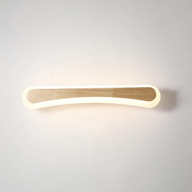 Wooden LED Vanity Light Modern Bathroom Acrylic Shade Wood 23.5" Arc NALANI