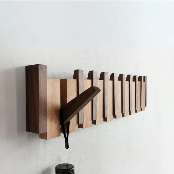 Wooden Piano Coat Hook for Stylish Hallway Organization Walnut and Beech NALANI
