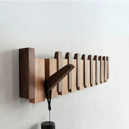 Wooden Piano Coat Hook for Stylish Hallway Organization Walnut and Beech NALANI