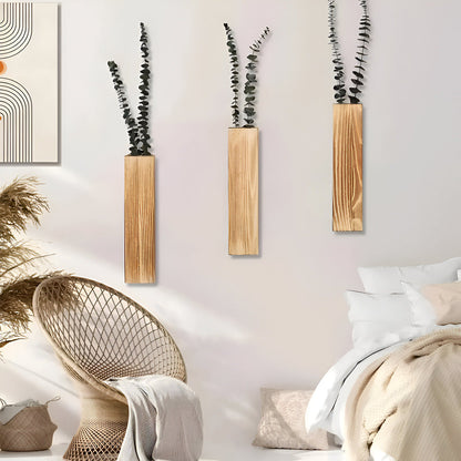 Wooden Wall Vase Rectangular Plant Shelf 30cm Modern Decor NALANI