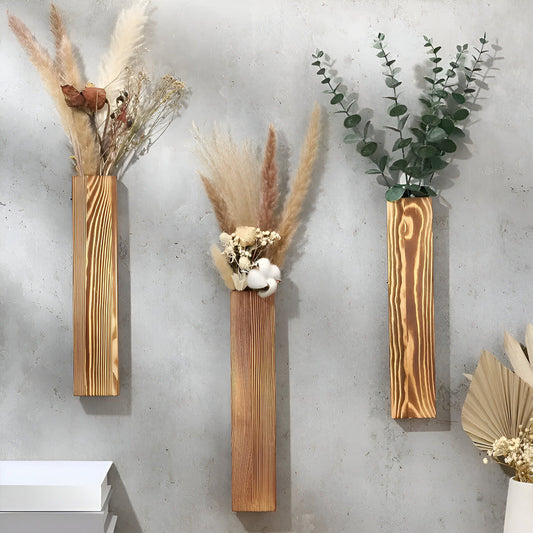 Wooden Wall Vase Rectangular Plant Shelf 30cm Modern Decor NALANI