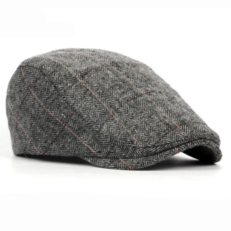 Wool Beret Hat Retro Plaid Pattern For Men Warm Winter NALANI