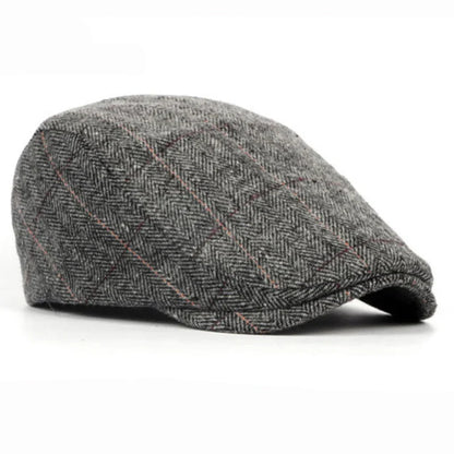 Wool Beret Hat Retro Plaid Pattern For Men Warm Winter NALANI