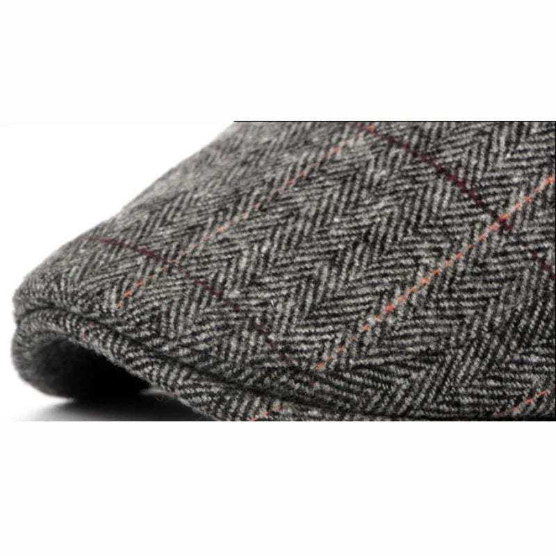 Wool Beret Hat Retro Plaid Pattern For Men Warm Winter NALANI