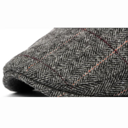 Wool Beret Hat Retro Plaid Pattern For Men Warm Winter NALANI