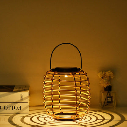 Woven Reed Garden Lantern Solar Powered Outdoor Light NALANI