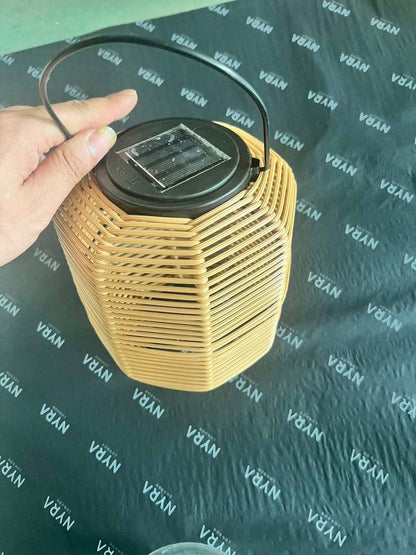 Woven Reed Garden Lantern Solar Powered Outdoor Light NALANI