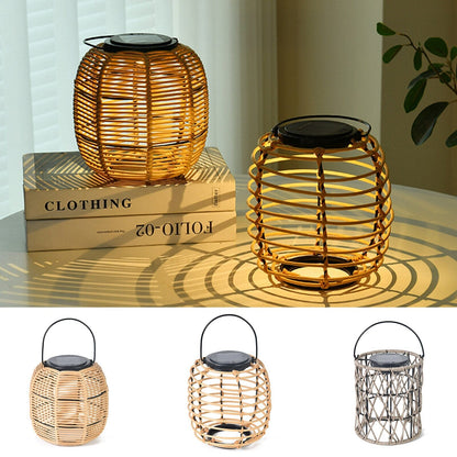 Woven Reed Garden Lantern Solar Powered Outdoor Light NALANI