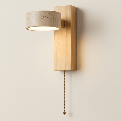 Yellow Cave Stone LED Sconce Wall Light Wabi Sabi Style Log Wood With Switch NALANI