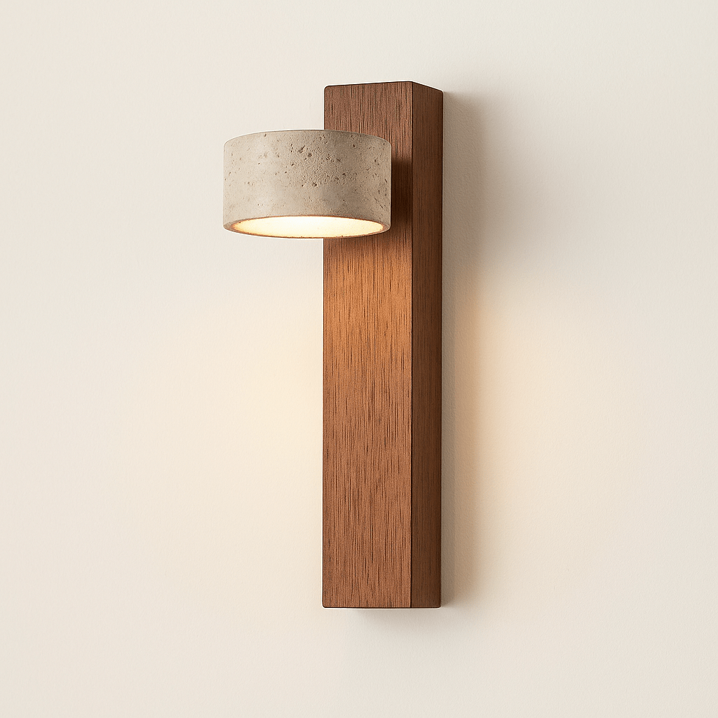 Yellow Cave Stone LED Sconce Wall Light Wabi Sabi Style Walnut No Switch NALANI