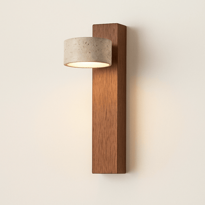 Yellow Cave Stone LED Sconce Wall Light Wabi Sabi Style Walnut No Switch NALANI