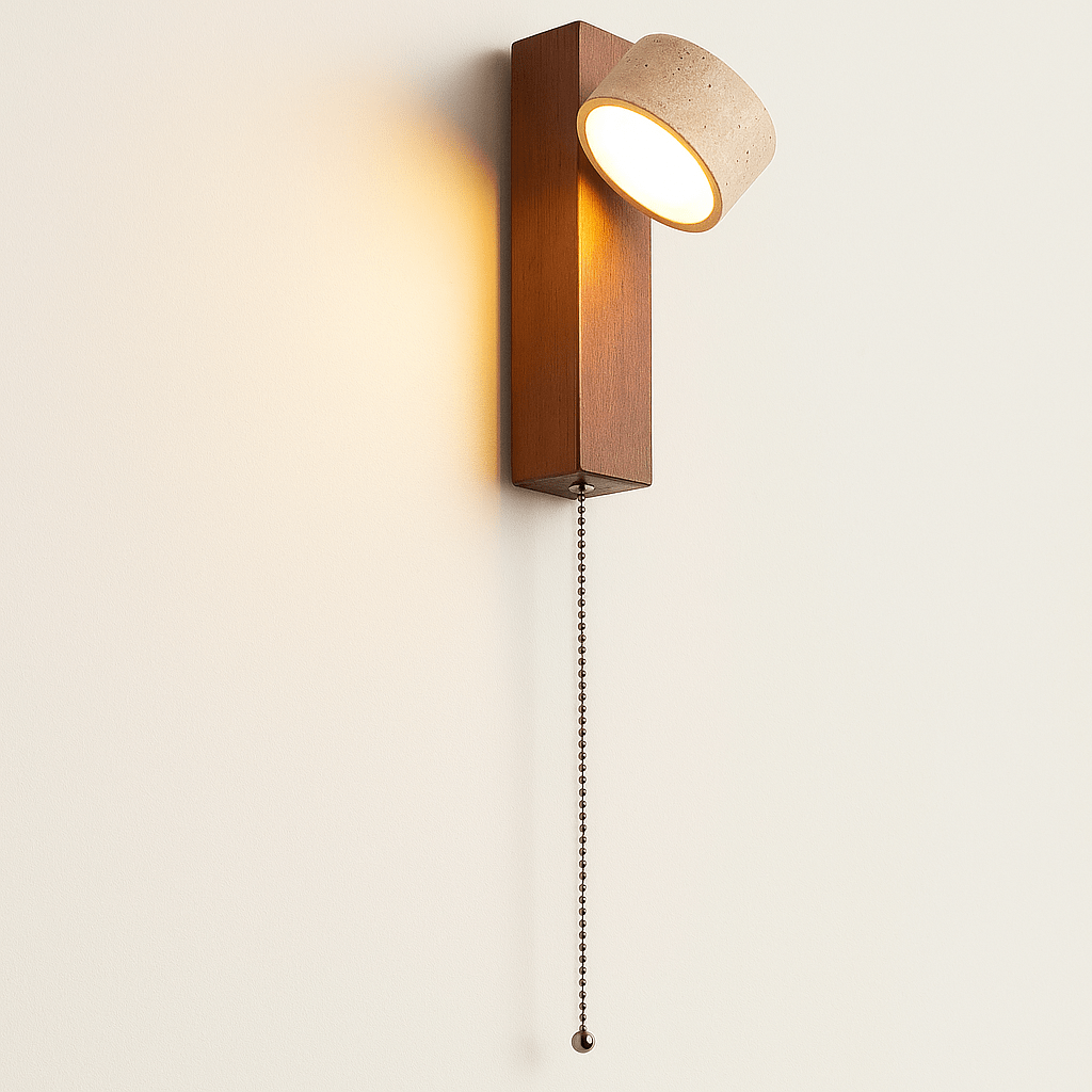 Yellow Cave Stone LED Sconce Wall Light Wabi Sabi Style Walnut With Switch NALANI