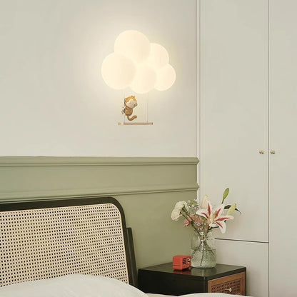 Led Cloud Wall Lamp For Kids Room Soft Night Light Swing monkey NALANI