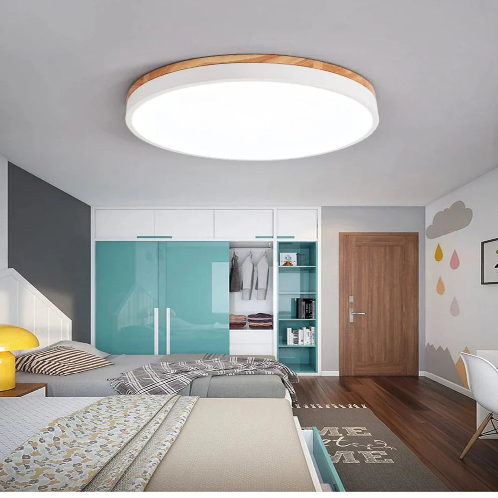 Natural Wood Nordic Minimalist Ceiling Light White Finish White 30cm NALANI