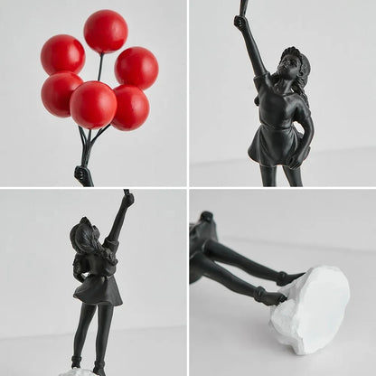 Nordic Modern Balloon Girl Resin Statue Home Decor Figurine Art NaLani