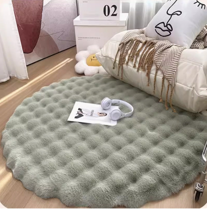 Creme Style Luxury Bunny Plush Rug Living Room Bedroom Green NALANI