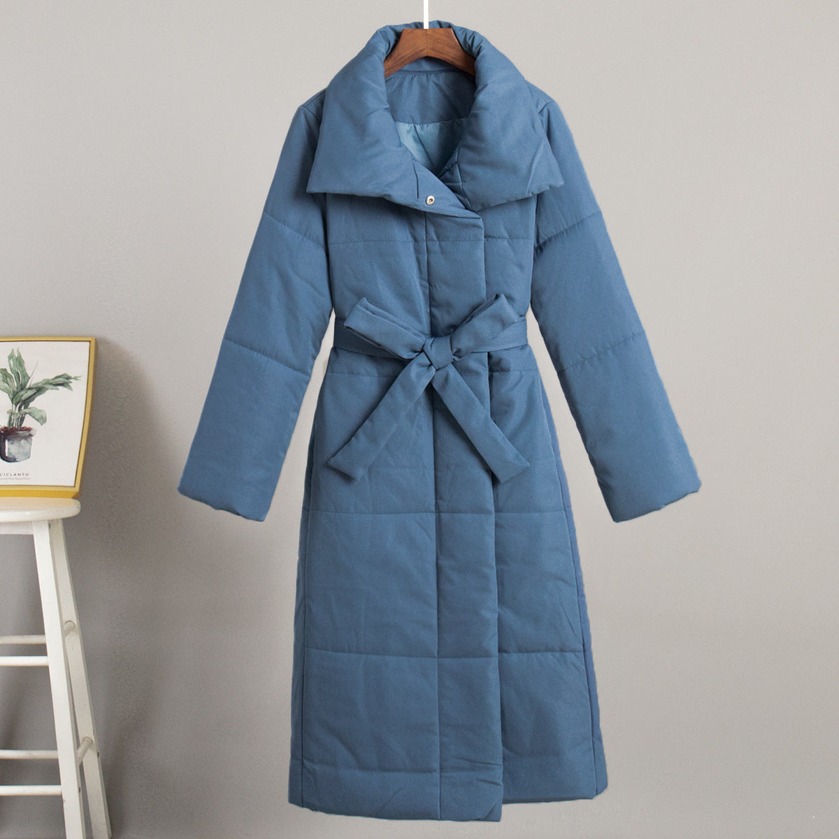 Casual Cotton Winter Coat With Standing Collar For All Blue NALANI