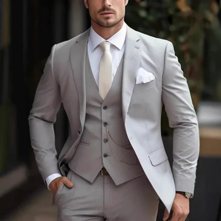 Men's 3-Piece Suit - 2-Button Formal Suit with Vest and Trousers
