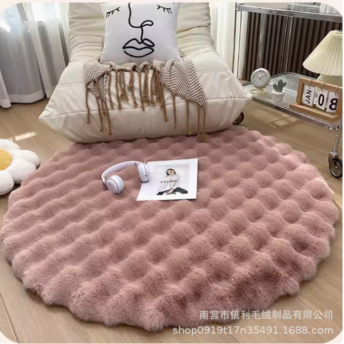 Creme Style Luxury Bunny Plush Rug Living Room Bedroom Pink NALANI