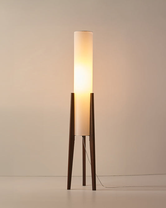 Scandinavian Walnut Floor Lamp – Solid Wood Art Lamp with Dimmable LED