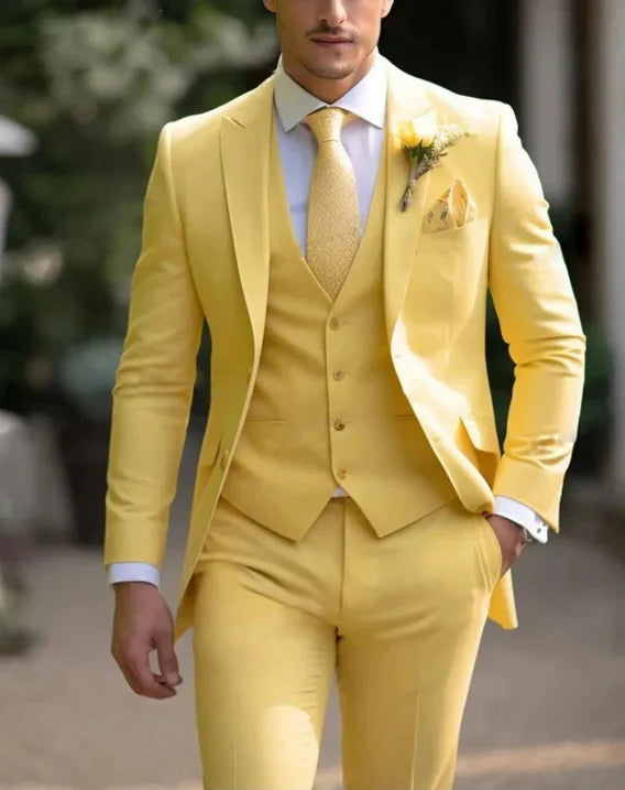 Men's 3-Piece Suit - 2-Button Formal Suit with Vest and Trousers