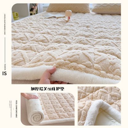Cozy Plush Bed Cushions Winter Soft Mattress Sleep Support Milk coffee color NALANI