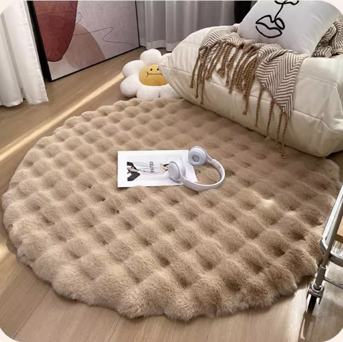 Creme Style Luxury Bunny Plush Rug Living Room Bedroom Khaki NALANI