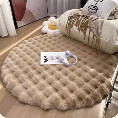 Creme Style Luxury Bunny Plush Rug Living Room Bedroom Khaki NALANI