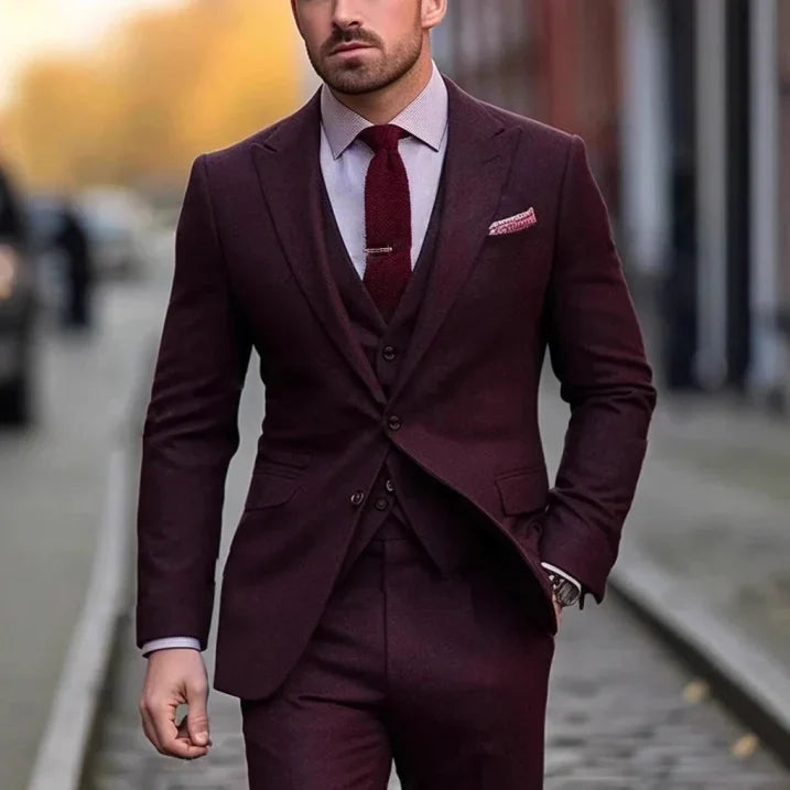 Men's 3-Piece Suit - 2-Button Formal Suit with Vest and Trousers