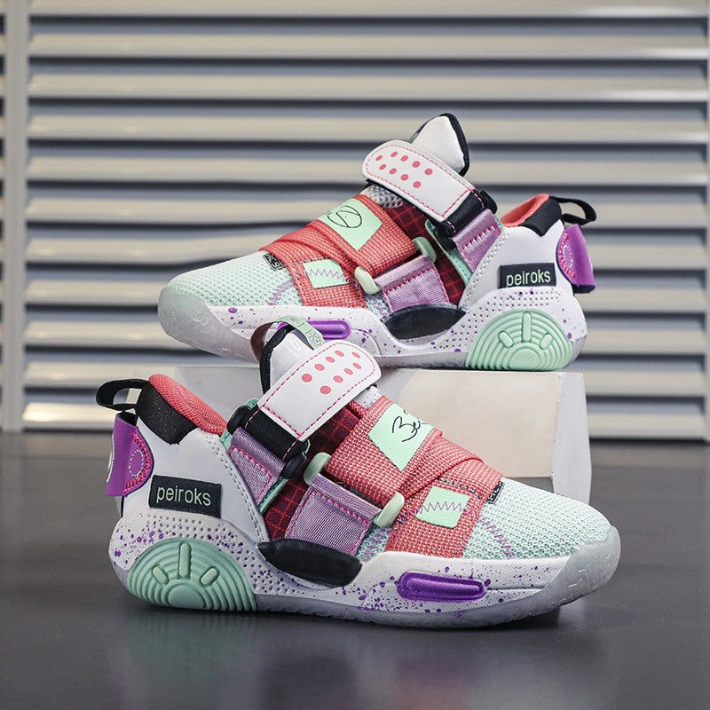 Stylish Velcro Sneakers for Boys Breathable Mesh Design White NALANI