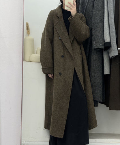 Woolen Long Winter Coat Double Breasted Plus Size Style-Zomer Jassen-NaLani