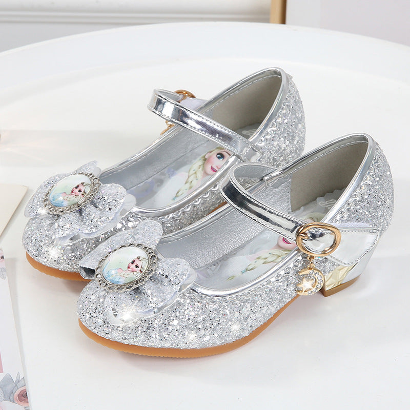 Girls Glitter High Heels Princess Shoes For Dress Up Silver NALANI