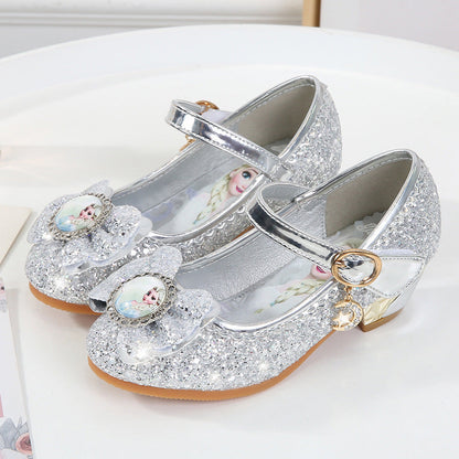 Girls Glitter High Heels Princess Shoes For Dress Up Silver NALANI